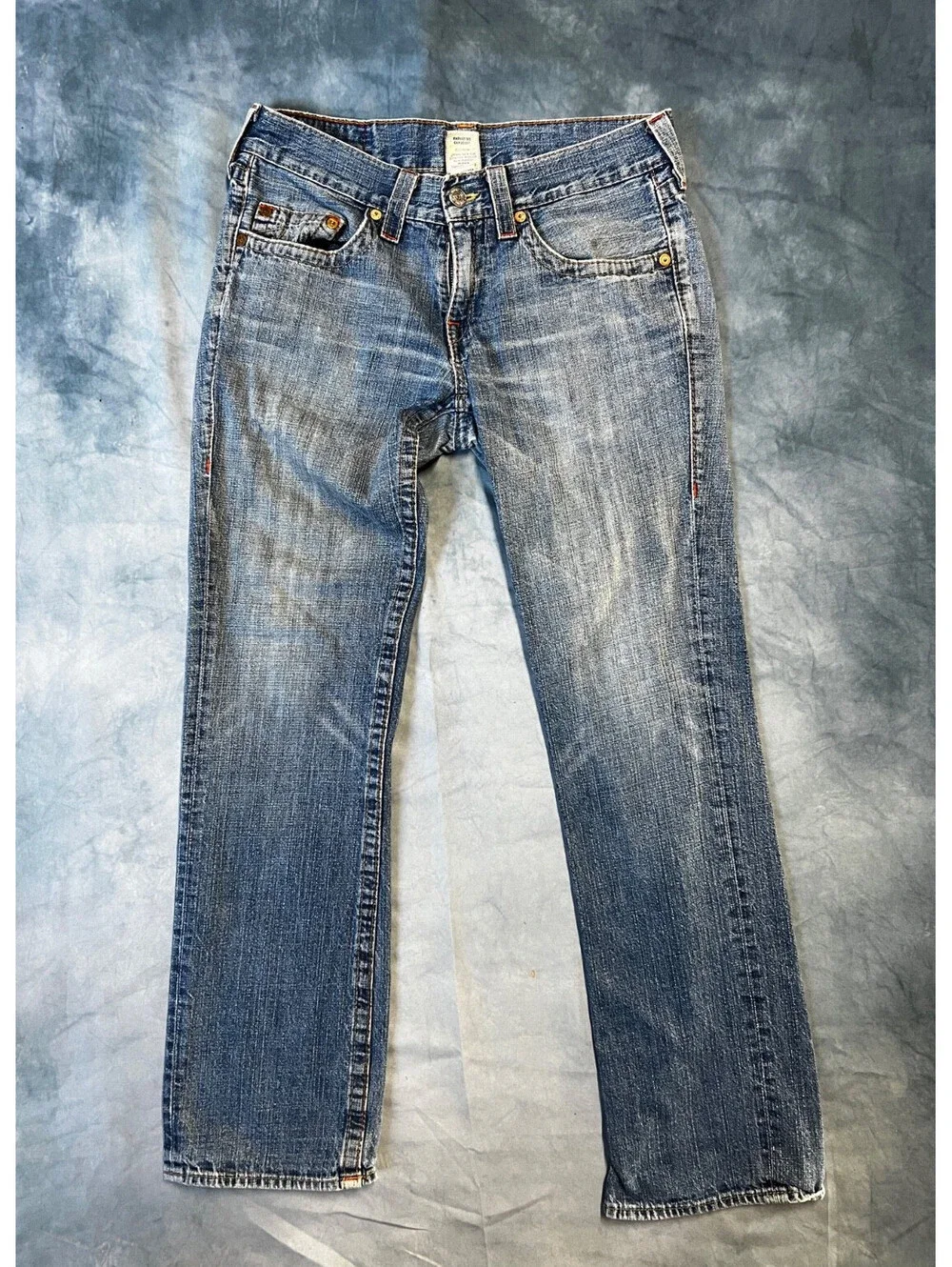 True Religion Jeans Mens Size 32 Light Wash Bobby Straight USA Y2K VTG - 1054-1Q